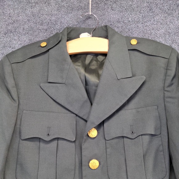 U.S. Army Men's Serge Green Coat Green Size 36 PolyWool Blend Uniform Military - Picture 9 of 13